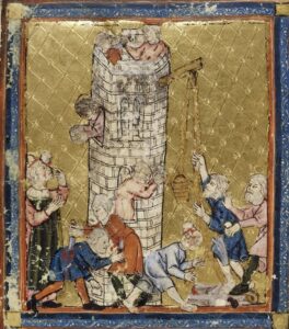 הגדת הזהב (Add. 27210, f.3): מגדל בבל