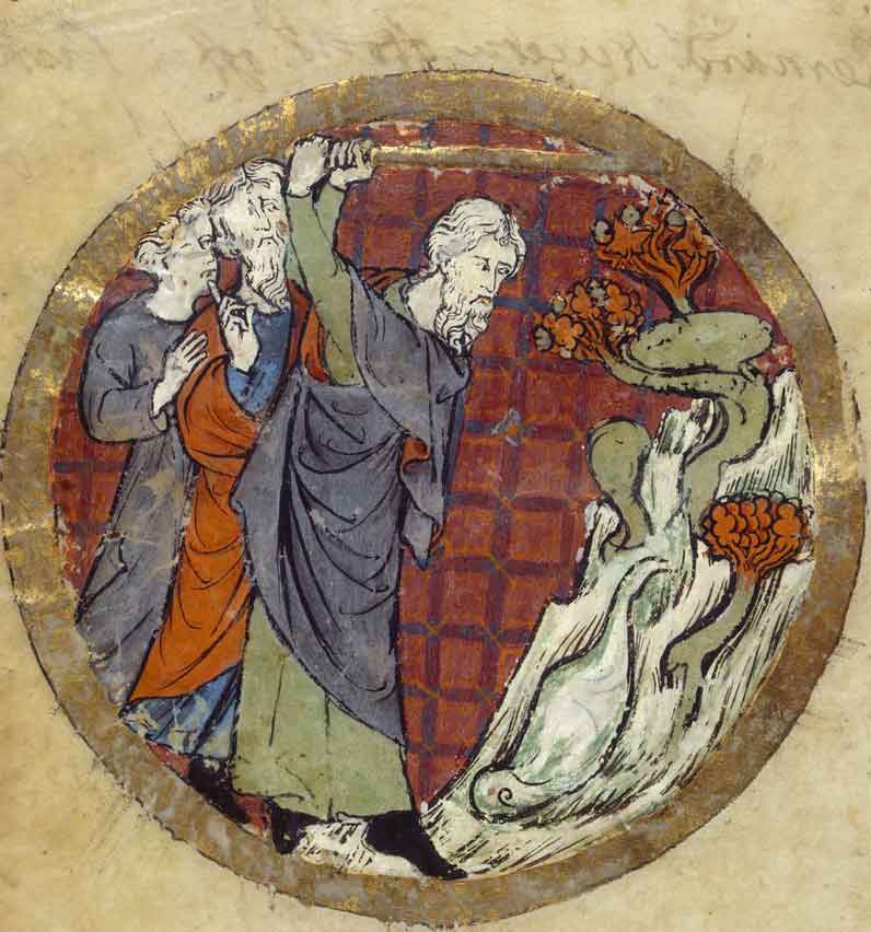 המכלול הצפון צרפתי (Additional 11639, f. 743): משה מכה בסלע